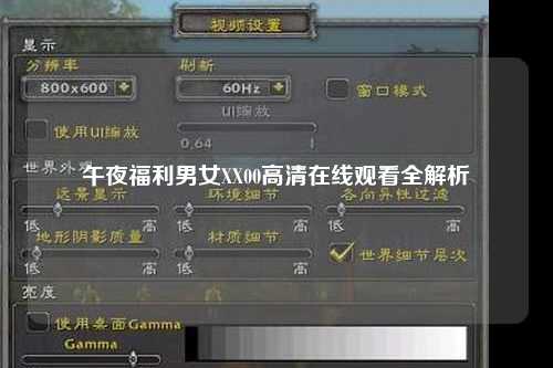 午夜福利男女XX00高清在线观看全解析